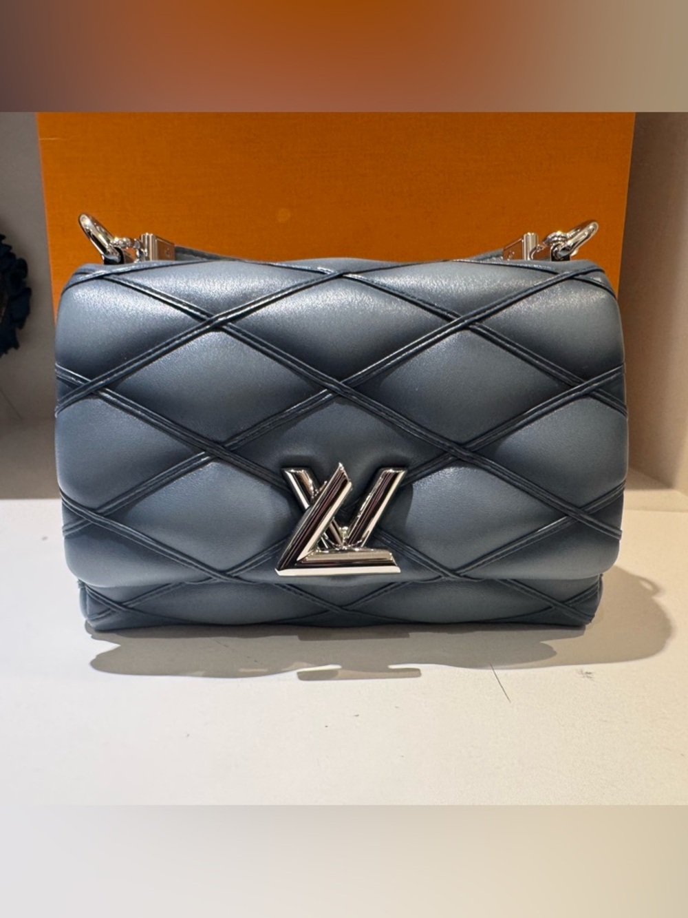 Louis Vuitton Quilted Go-14 Steel Blue Chain Shoulder Bag